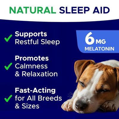 Calming Melatonin Sleep Aid & Anxiety Relief Supplement Chews for Dogs, 120 count