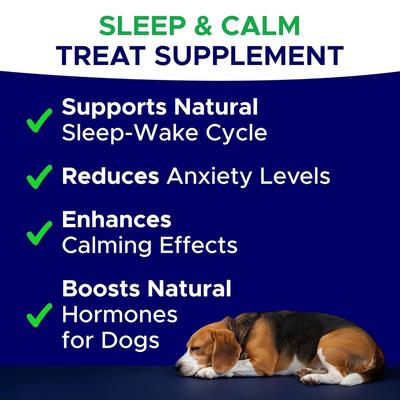 Calming Melatonin Sleep Aid & Anxiety Relief Supplement Chews for Dogs, 120 count