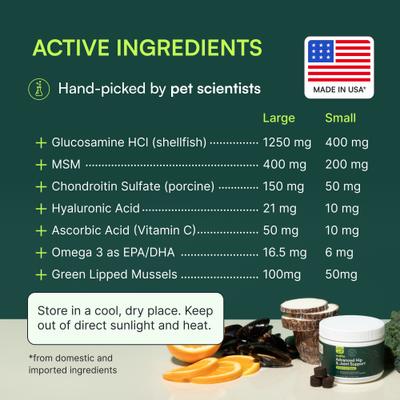 Advanced Hip & Joint Supplement with Glucosamine & Chondroitin Bundle for Small & Medium Breed Dogs, 60 count & Large Breed Dogs, 30 count