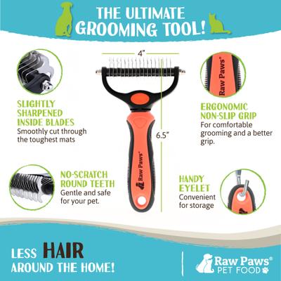 Dual Sided Undercoat Rake Dog & Cat Dematting Tool, Orange
