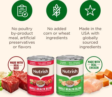 Comida húmeda para perros Whole Health Blend Chunks in Gravy, paquete variado, lata de 13 oz, 12 unidades