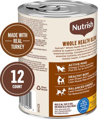 Whole Health Blend Chunks in Gravy Turkey, Brown Rice, Peas & Carrots Canned Dog Food, 13-oz can, case of 12