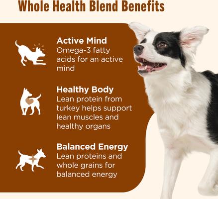 Whole Health Blend Chunks in Gravy Turkey, Brown Rice, Peas & Carrots Canned Dog Food, 13-oz can, case of 12