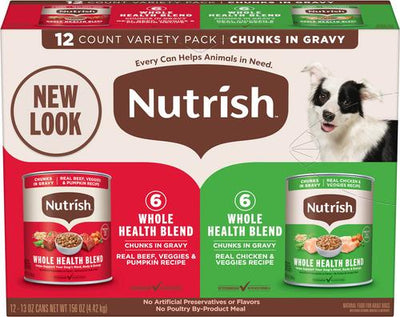 Comida húmeda para perros Whole Health Blend Chunks in Gravy, paquete variado, lata de 13 oz, 12 unidades