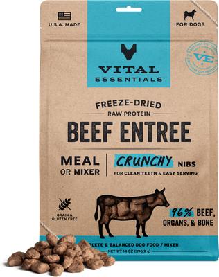 Comida para perros Crunchy Nibs, liofilizada, con carne cruda, para entrantes y mezclas, bolsa de 14 oz