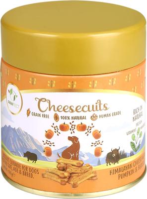 All Natural Grain-Free Cheese Biscuits with Pumpkin, Flaxseed & Eggs Crunchy Dog Training Treats, 3.53-oz tin