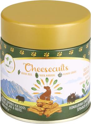 All natural Grain-Free Cheese Biscuits with Banana, Peanut butter & Eggs Crunchy Dog Training Treats, 3.53-oz tin
