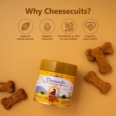 All natural Grain-Free Cheese Biscuits with Banana, Peanut butter & Eggs Crunchy Dog Training Treats, 3.53-oz tin