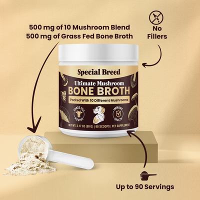 Bone Broth Beef & Mushroom Flavored Supplement for Dogs & Cats, 3.17-oz