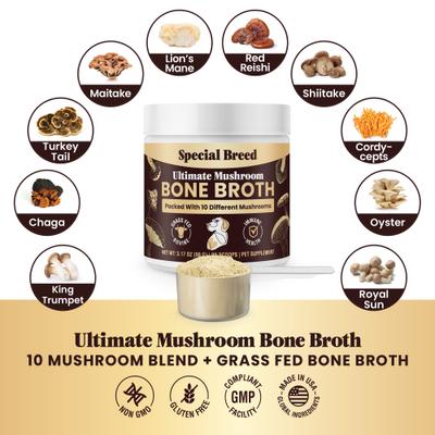 Bone Broth Beef & Mushroom Flavored Supplement for Dogs & Cats, 3.17-oz