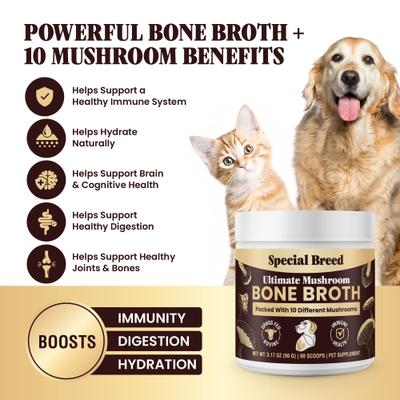 Bone Broth Beef & Mushroom Flavored Supplement for Dogs & Cats, 3.17-oz