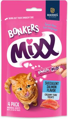 Bundle: Bonkers Mixx Tender Chicken Flavor Grain-Free Lickable Treats, 0.4-oz pouch, 4 count + Salmon Grain-Free Lickable Treats, 0.4-oz pouch, 4 count + Tuna Grain-Free Lickable Cat Treats, 1.94-oz bag, 4 count
