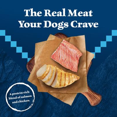 Bundle: Blue Buffalo Wilderness Variety Pack: Salmon Recipe Adult High-Protein Grain-Free Dry Food, 24-lb bag + Salmon & Chicken High-Protein Grain-Free Adult Canned Food, 12.5-oz, case of 12 + Trail Treats Grain-Free Salmon Biscuits Dog Treats, 24-oz bag