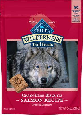 Bundle: Blue Buffalo Wilderness Variety Pack: Salmon Recipe Adult High-Protein Grain-Free Dry Food, 24-lb bag + Salmon & Chicken High-Protein Grain-Free Adult Canned Food, 12.5-oz, case of 12 + Trail Treats Grain-Free Salmon Biscuits Dog Treats, 24-oz bag