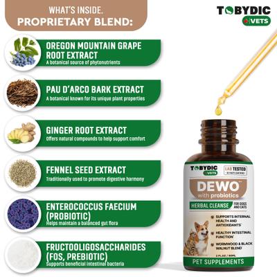 Natural Intestinal Defense with Probiotic Toxins Removal & Anti-Inflammatory Liquid Supplement for Dogs & Cats, 2-fl oz bottle