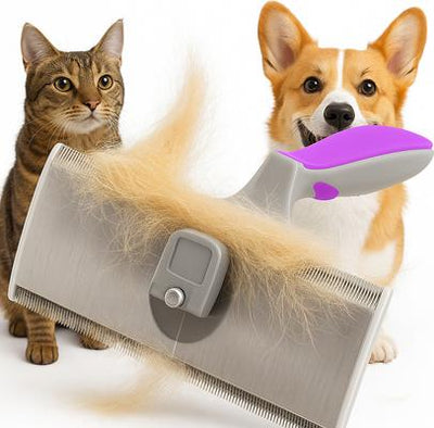 Cepillo deslanador para perros y gatos con diseño de doble filo, grande