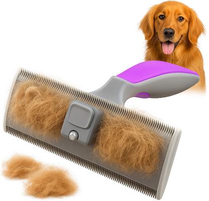 Cepillo deslanador para perros y gatos con diseño de doble filo, grande