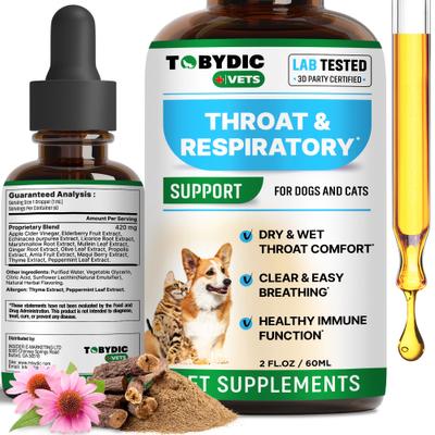 Broad Spectrum Herbal Antibiotic Sneezing Relief & Kennel Cough Treatment Liquid Respiratory Supplement for Dogs & Cats, 2-fl oz bottle