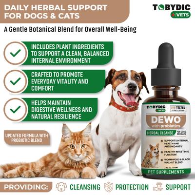 Natural Intestinal Defense with Probiotic Toxins Removal & Anti-Inflammatory Liquid Supplement for Dogs & Cats, 2-fl oz bottle