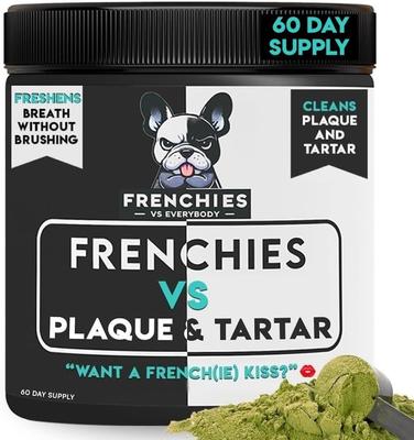 Frenchies vs Plaque & Tartar Powder Dental Supplement for Dogs, 5.10-oz jar