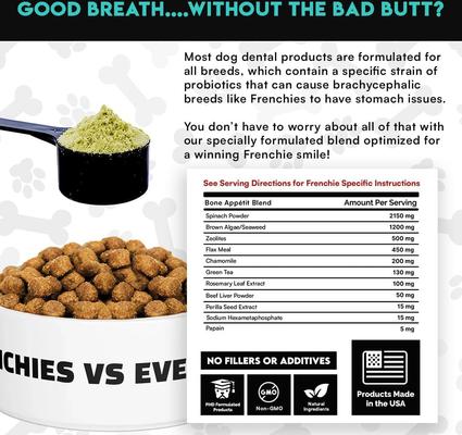 Frenchies vs Plaque & Tartar Powder Dental Supplement for Dogs, 5.10-oz jar