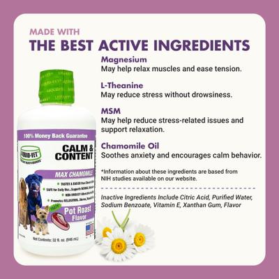 Calm & Content Support Pot Roast Flavor Liquid Calming Supplement for Dogs, 32-fl oz bottle