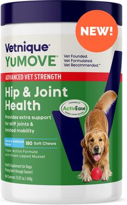 YuMOVE Advanced Vet Strength Savory Seafood Flavor Soft Chews Hip & Joint Support Supplement for Dogs, 90 count