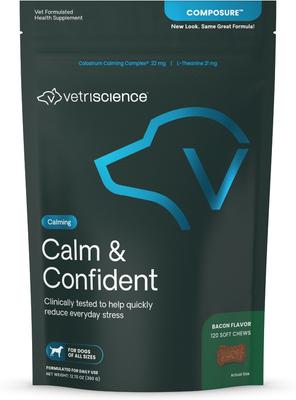 Composure Calm & Confident Clinically Tested Chicken-Flavored Chews Calming & Anxiety Supplement for Dogs, 15 count