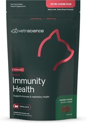 Lysine Plus Lysine Immunity Health - Masticables con sabor a pollo - Suplemento inmunológico para gatos, 120 unidades