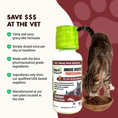 Feline Immune Booster Seafood Flavor Liquid Supplement for Cats, 8-fl oz bottle