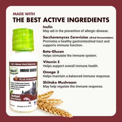 Feline Immune Booster Seafood Flavor Liquid Supplement for Cats, 8-fl oz bottle