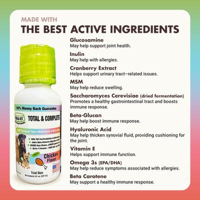 K9 Total & Complete Chicken Flavored Liquid Multi-Supplement for Dogs, 8-fl oz bottle, case of 2