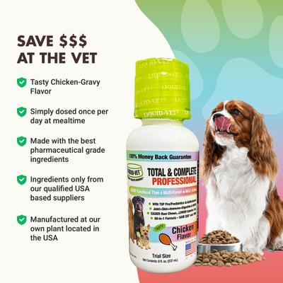 K9 Total & Complete Chicken Flavored Liquid Multi-Supplement for Dogs, 8-fl oz bottle, case of 2