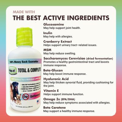 K9 Total & Complete Unflavored Liquid Multi-Supplement for Dogs, 32-fl oz bottle