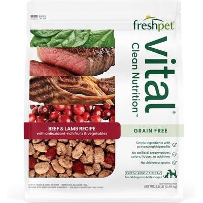Alimento fresco para perros Vital Beef & Lamb sin cereales, paquete de 11 lb