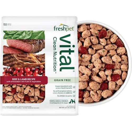 Alimento fresco para perros Vital Beef & Lamb sin cereales, paquete de 11 lb