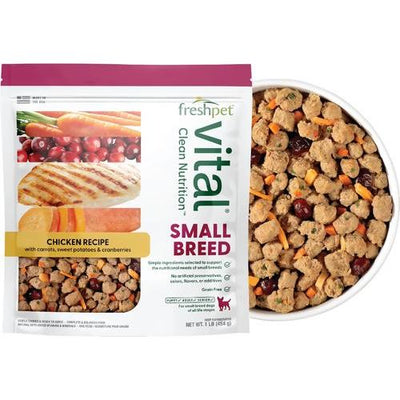 Alimento fresco para perros de razas pequeñas sin cereales Vital Chicken Recipe, bolsa de 1 lb, paquete de 12