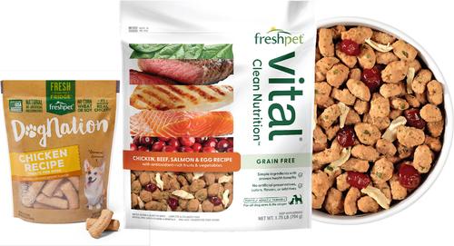 Bundle: Freshpet Dognation Chicken Recipe Fresh Treats + Vital Chicken, Beef, Salmon & Egg Recipe Fresh Dog Food