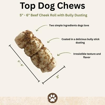 Bully Dusted 6-in Beef Cheek Rolls Dog Treats, 4 count