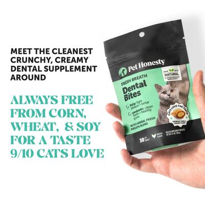 Fresh Breath Chicken Flavor Dental Bites Supplement for Cats, 3.7-oz pouch