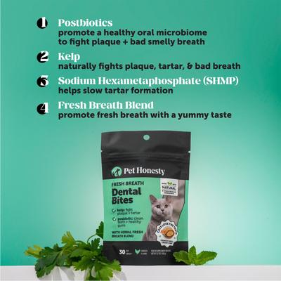 Fresh Breath Chicken Flavor Dental Bites Supplement for Cats, 3.7-oz pouch