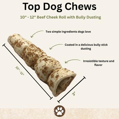 Bully Dusted 10-in Beef Cheek Rolls Dog Treats, 2 count