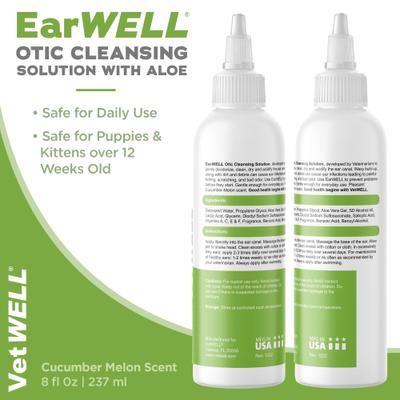 EarWELL Otic Cleansing Solution with Aloe Cucumber Melon Scent Dog & Cat Ear Solution, 8-fl oz bottle