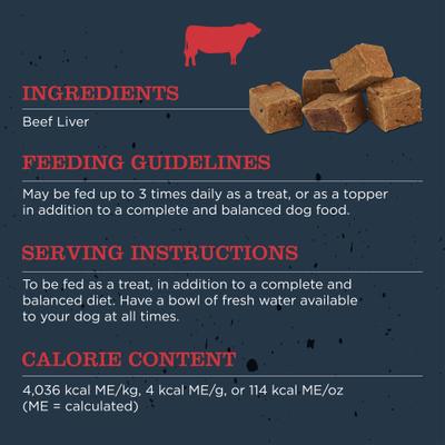 Single Ingredient 100% Beef Liver Grain-Free Adult Freeze-Dried Dog Treats, 3-oz bag