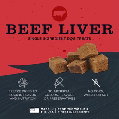 Single Ingredient 100% Beef Liver Grain-Free Adult Freeze-Dried Dog Treats, 3-oz bag