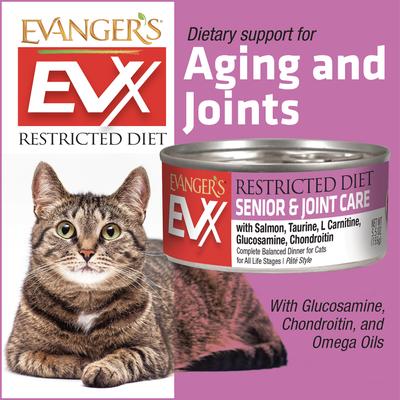 EVX Restricted Diet Senior & Joint Health Salmon Pate Wet Cat Food, 5.5-oz can, case of 24