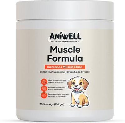 Shilajit, Ashwagandha & Green Lipped Mussel Flavored Muscle Formula Powder Supplement for Dogs, 4.2-oz jar