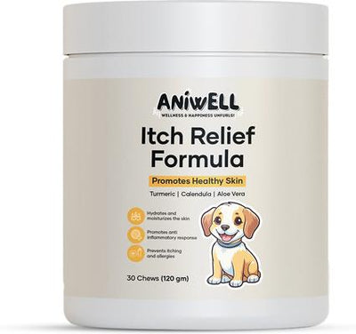 Turmeric, Calendula, Borage Oil & Salmon Flavored Itch Relief Formula Soft & Chew Supplement for Dogs, 4.2-oz jar