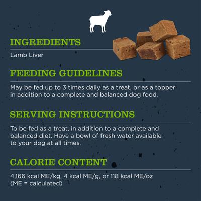 Single Ingredient 100% Lamb Liver Grain-Free Adult Freeze-Dried Dog Treats, 3-oz bag