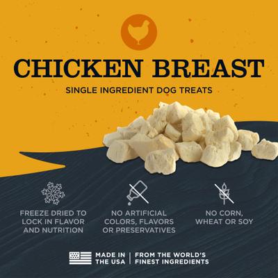 Single Ingredient 100% Chicken Breast Grain-Free Adult Freeze-Dried Dog Treats, 3-oz bag